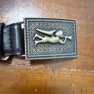 American Angel Black Leather Belt with Angel Buckle size Small